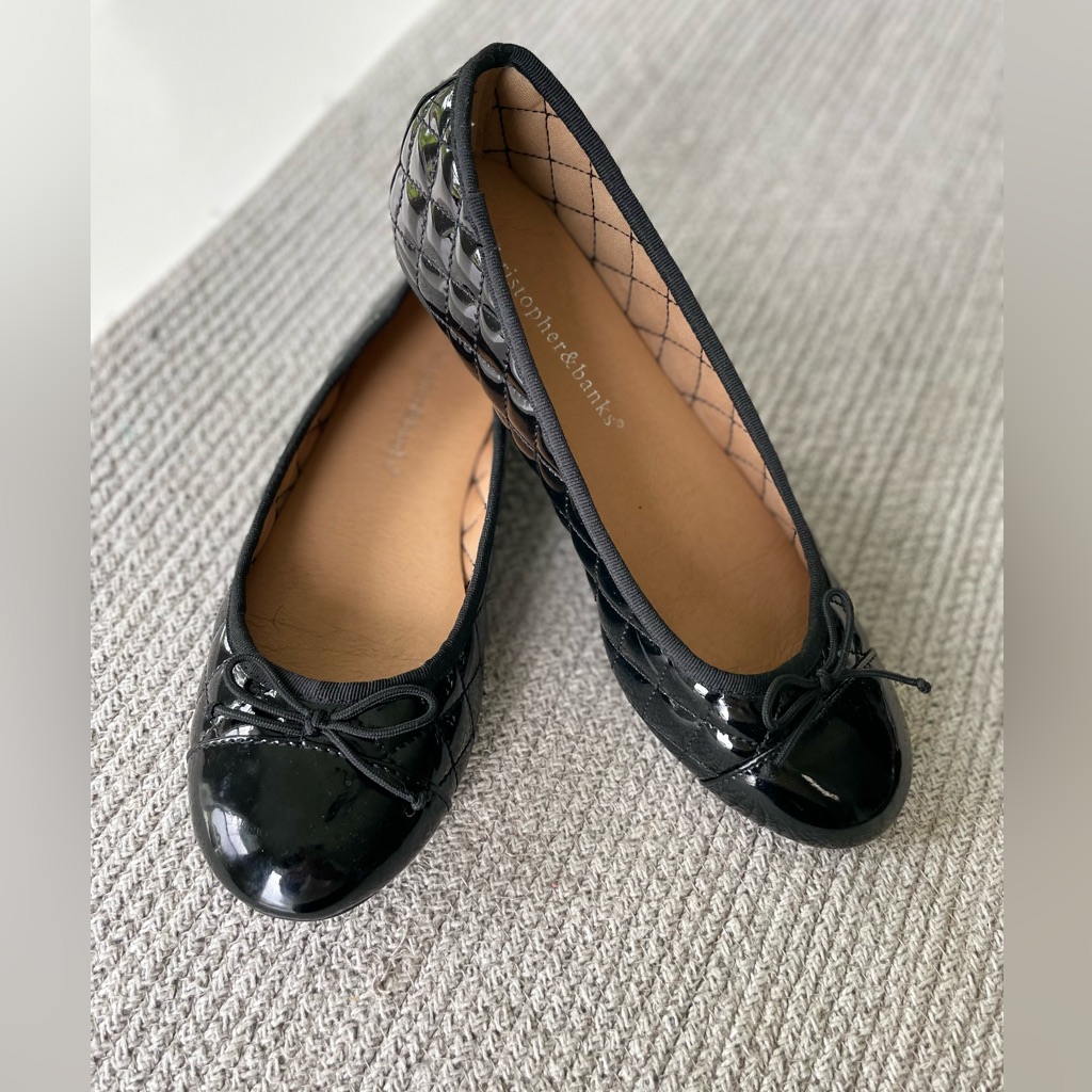 Christopher & Banks Black Patent Quilted Ballet Flats